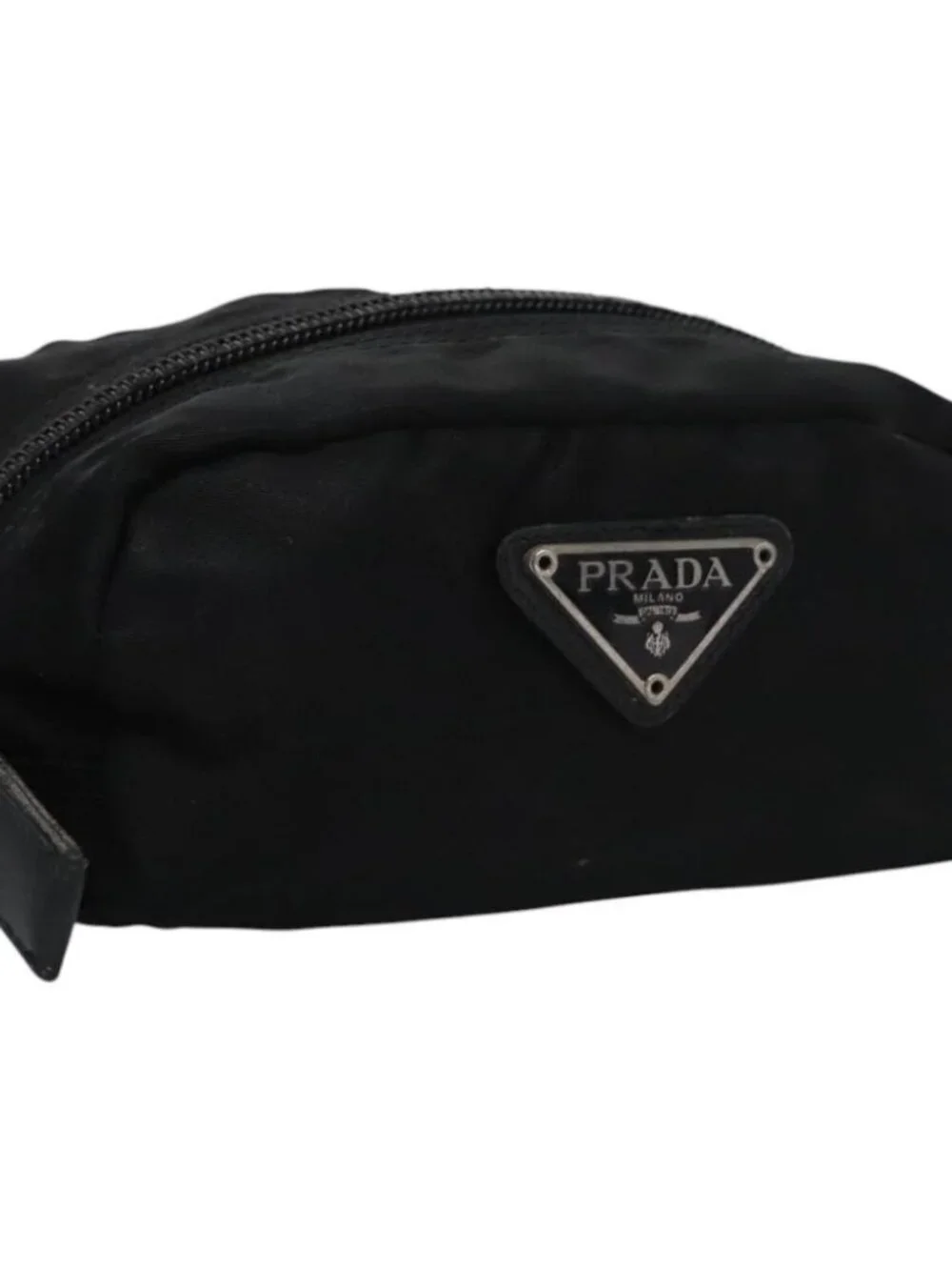 PRADA Pouch Nylon Black Silver Auth bs22990